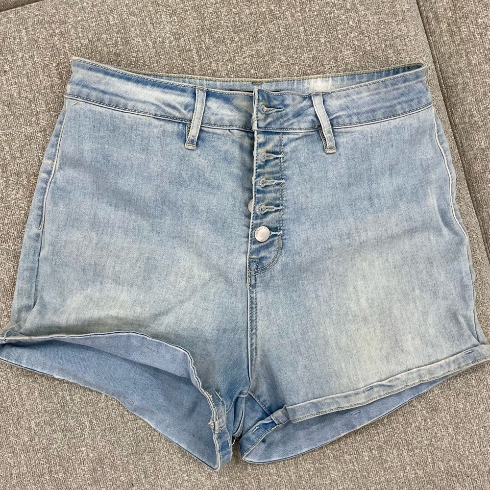 Kendall & Kylie High Waisted Denim Shorts with Button Fly